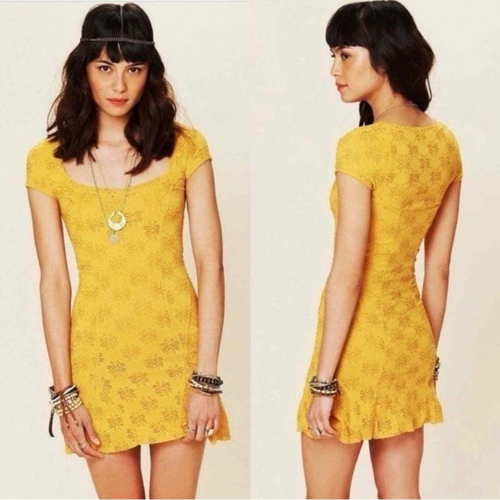 Free People daisy godet lace slip dress